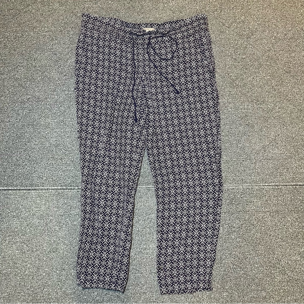 Loft Marisa Linen Floral Lounge Pants Women's Size 6 Purple Ankle